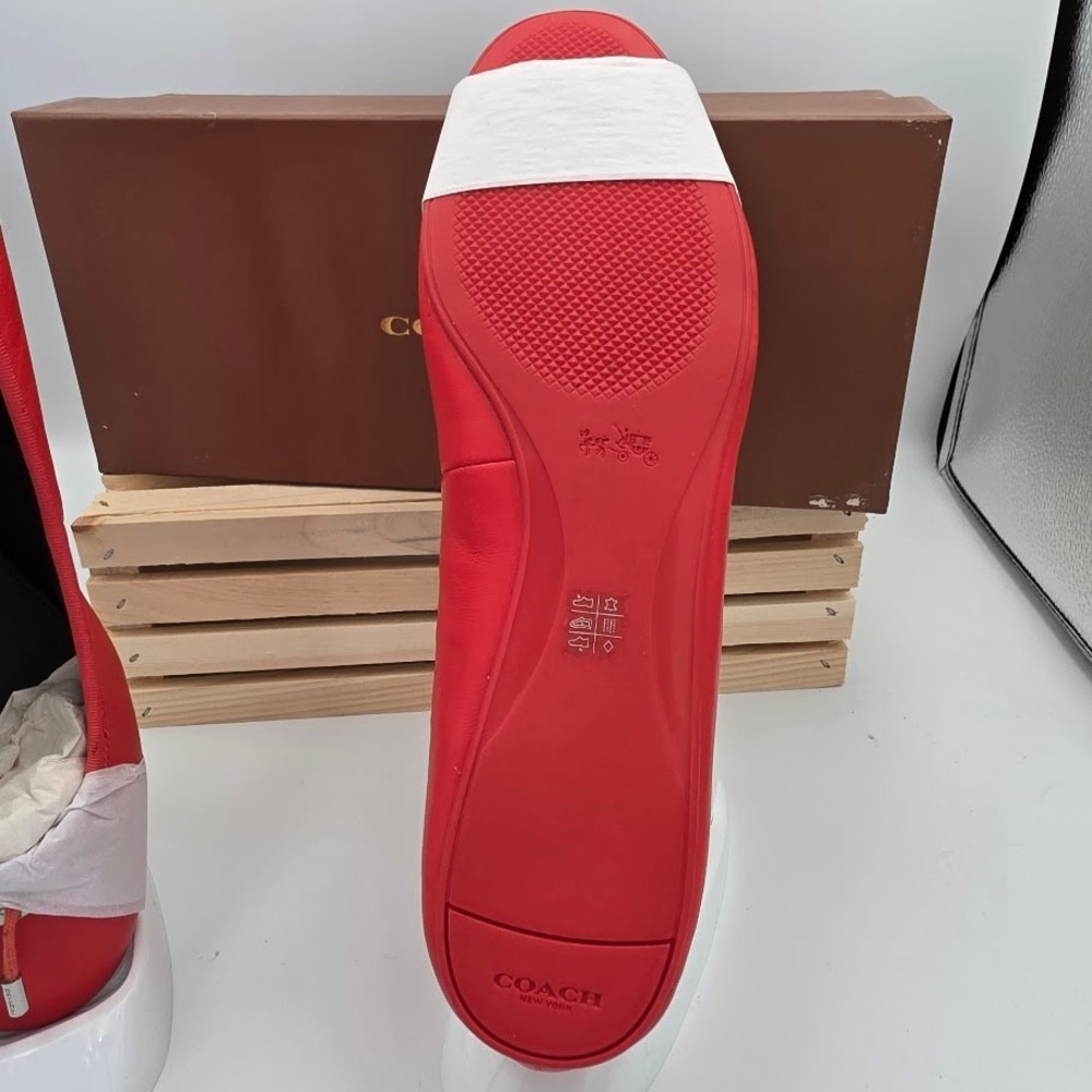 Coach Lara Silk Nappa Ballet Flats Womens 11 Orange Leather Q7642‎ Ballet Flat - Picture 3 of 4